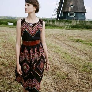 Anthropologie Patchwork Chevron Midi Dress